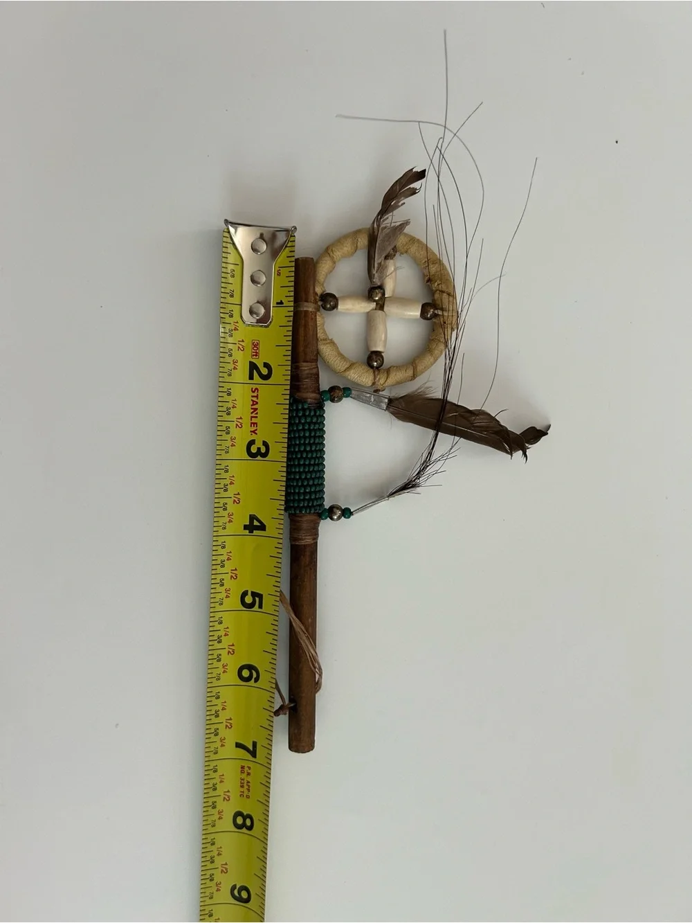 Vintage Native American Prayer Talking Spirit Stick Medicine Wheel Handmade 7”
